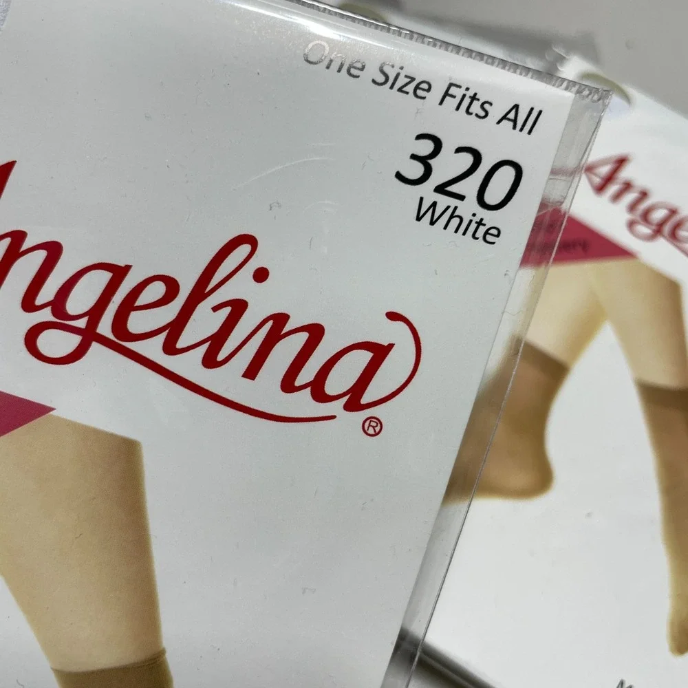 Lot of 6 Angelina‎ OSFA White 40D Nylon Ankle Socks